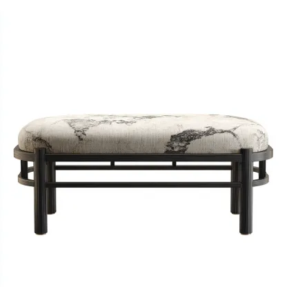 Banc d'entrée tissu rembourré 110x40x45 cm - beige-noir - design moderne - adapté à l'entrée-Shelterilo