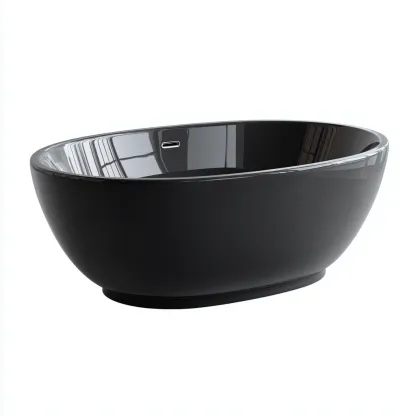 Baignoire ovale en acrylique 175x85x55 cm - noir - design contemporain-Shelterilo