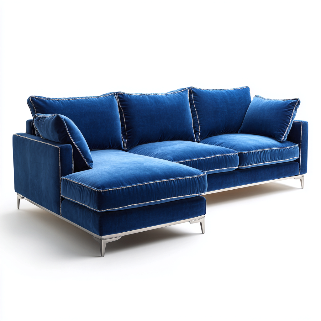 Canapé d'angle velours 280x160x85 cm bleu adapté au salon design moderne-Shelterilo