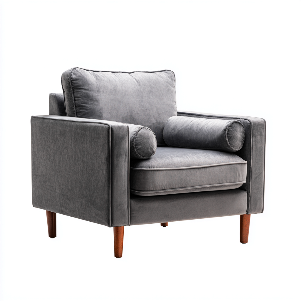Fauteuil Velours-Bois 92x88x95 cm - Gris - Design moderne-Shelterilo