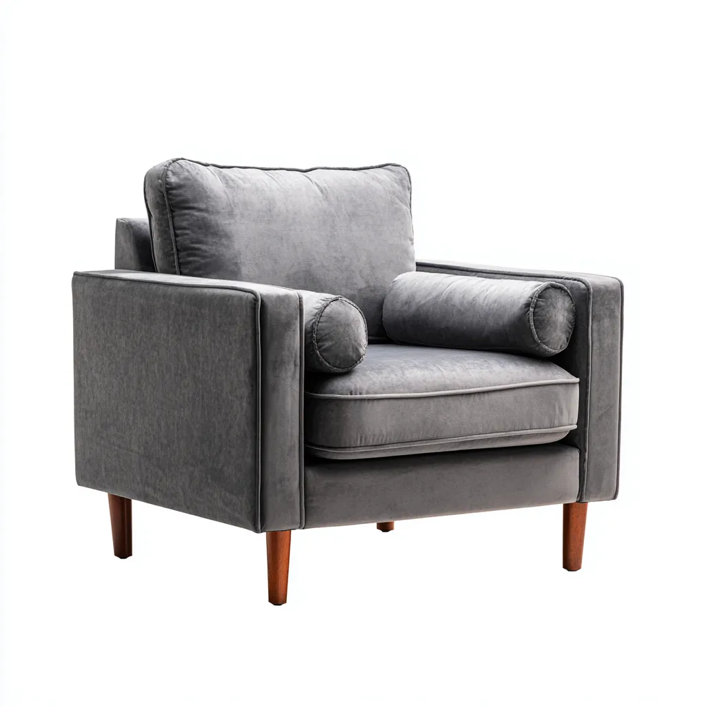 Fauteuil Velours-Bois 92x88x95 cm - Gris - Design moderne-Shelterilo