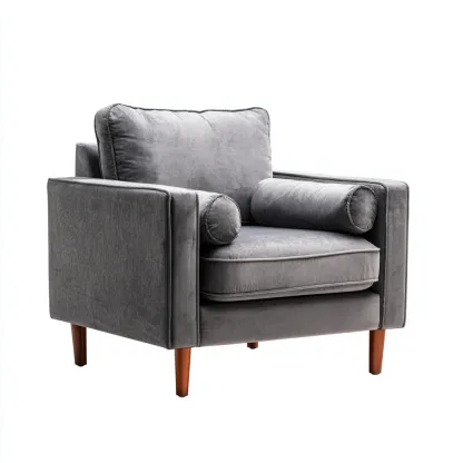 Fauteuil Velours-Bois 92x88x95 cm - Gris - Design moderne-Shelterilo