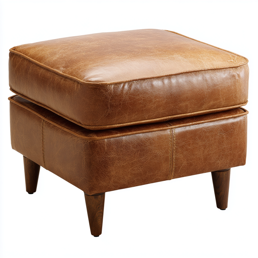 Repose-pieds simili cuir 50x50x45 cm marron adapté au salon style moderne-Shelterilo