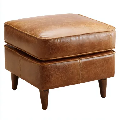 Repose-pieds simili cuir 50x50x45 cm marron adapté au salon style moderne-Shelterilo