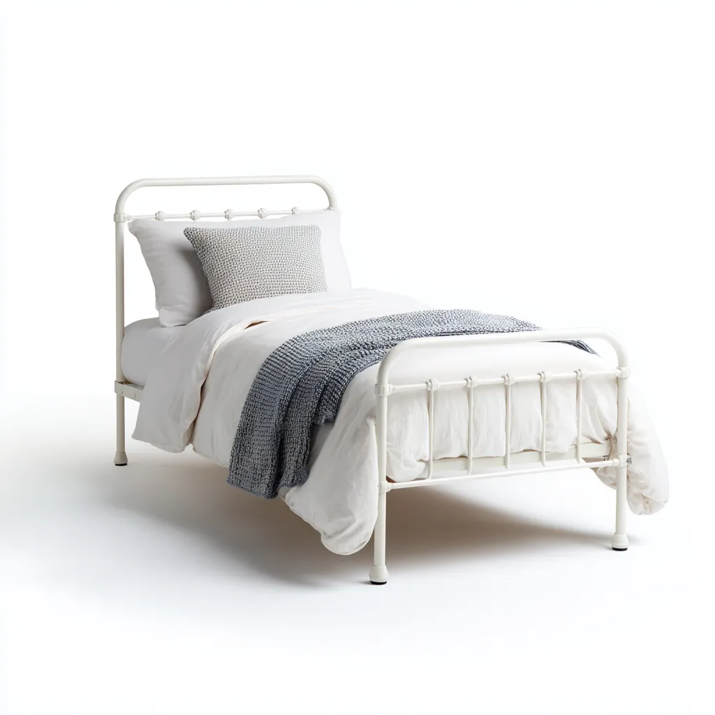 Lit simple structure métallique 198x98x105 cm - blanc - adapté à la chambre - design moderne-Shelterilo