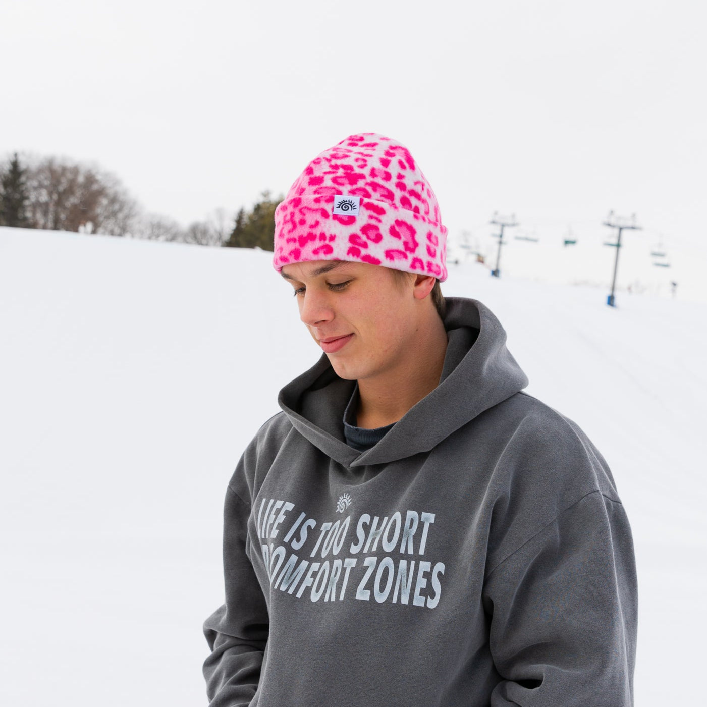 PINK CHEETAH BEANIE