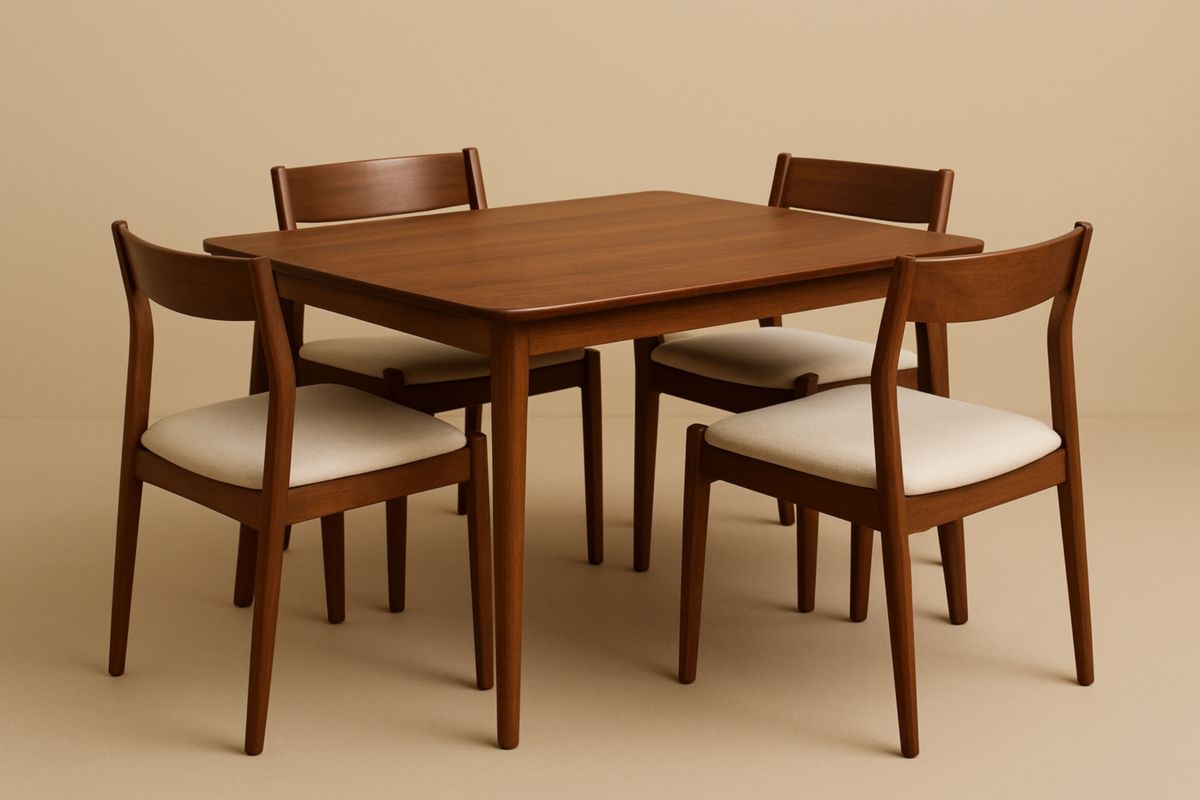 Wooden Dining Table Set with Four Chairs Solid Timber