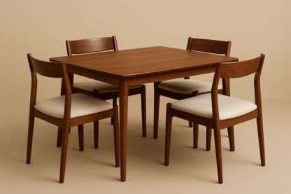 Wooden Dining Table Set with Four Chairs Solid Timber