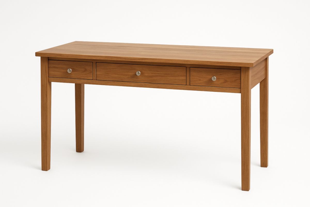 Wood Desk with Three Drawers in Brown