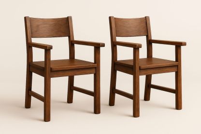 Oak-Finish Wooden Dining Chair Set-navilentro