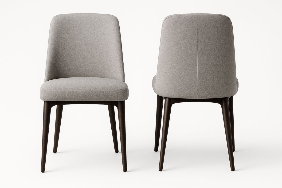 Grey Upholstered Dining Chairs with Solid Wood Legs-navilentro