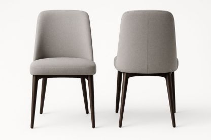 Grey Upholstered Dining Chairs with Solid Wood Legs-navilentro