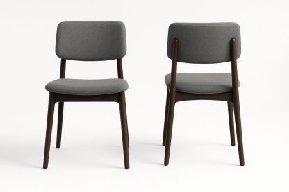 Grey Fabric Dining Chairs Set with Solid Wood Frame 43cm x 81cm x 49cm-navilentro