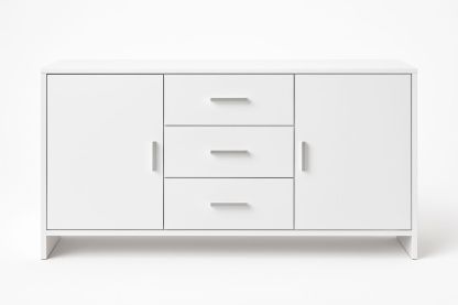 White MDF Sideboard Cabinet with Metal Handles 150cm-navilentro
