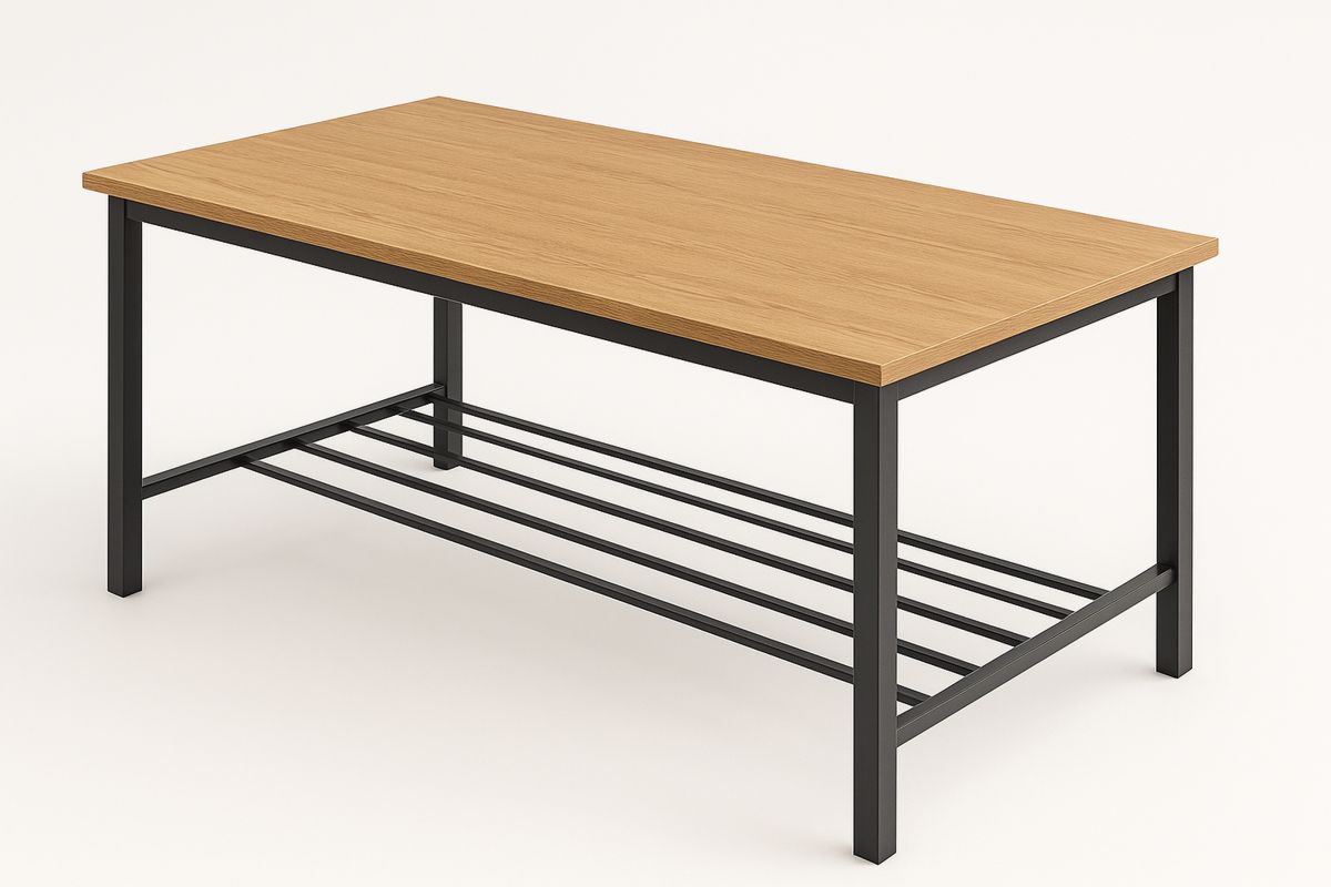 Wood Veneer Table with Metal Frame 120cm x 60cm x 45cm-navilentro