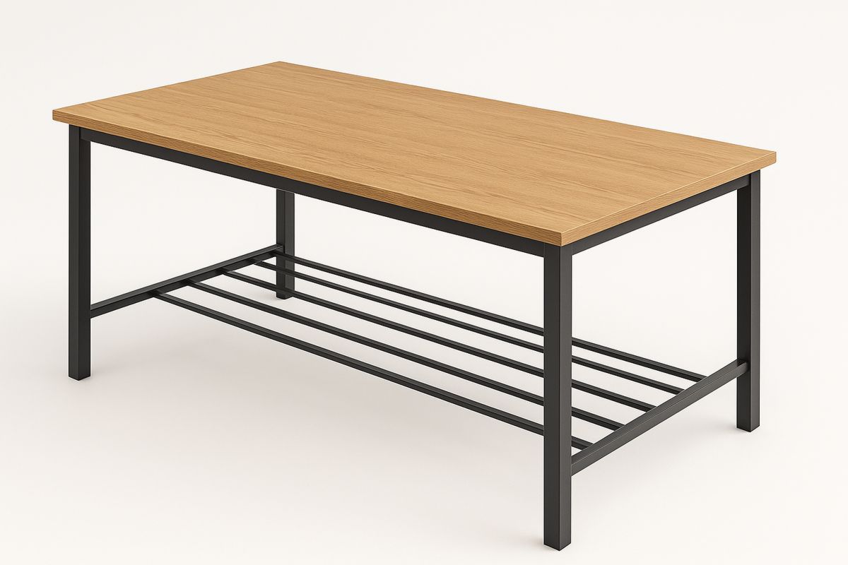 Wood Veneer Table with Metal Frame 120cm x 60cm x 45cm-navilentro