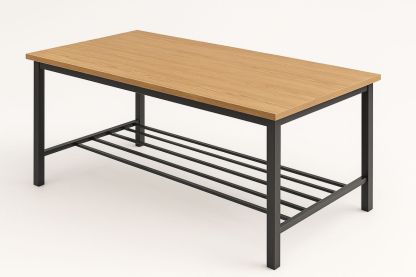Wood Veneer Table with Metal Frame 120cm x 60cm x 45cm-navilentro