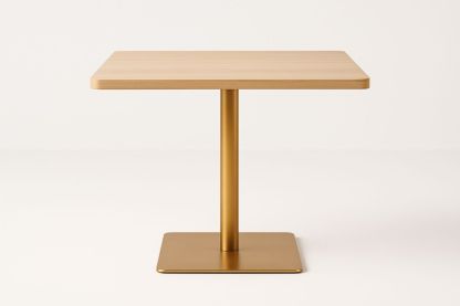 Square Wooden Table with Metal Base 60cm Light Brown-navilentro