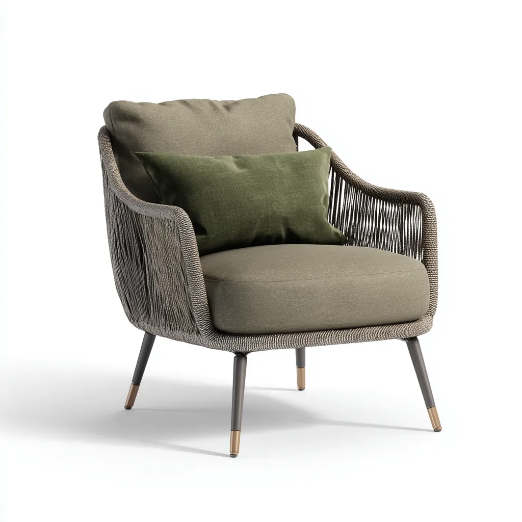 Poltrona da giardino-corda-72x78x88 cm-grigio-verde-design moderno-Villause