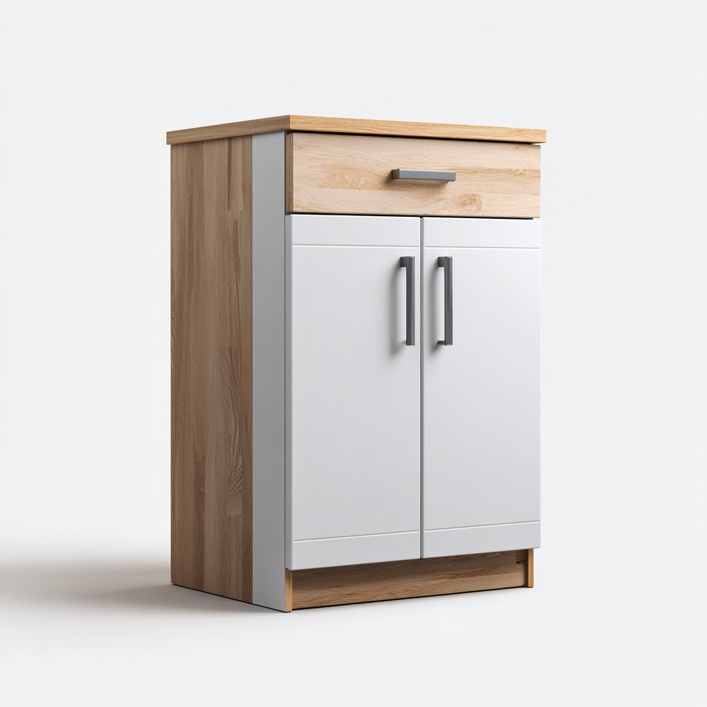 Armadietto da cucina-legno massello-legno composito-74x42x92 cm-rovere-bianco-design moderno-Villause