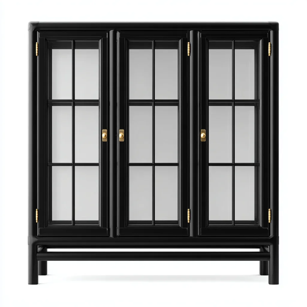 Vetrina - legno-vetro-metallo - 118x45x172 cm - nero-oro - stile classico-Villause
