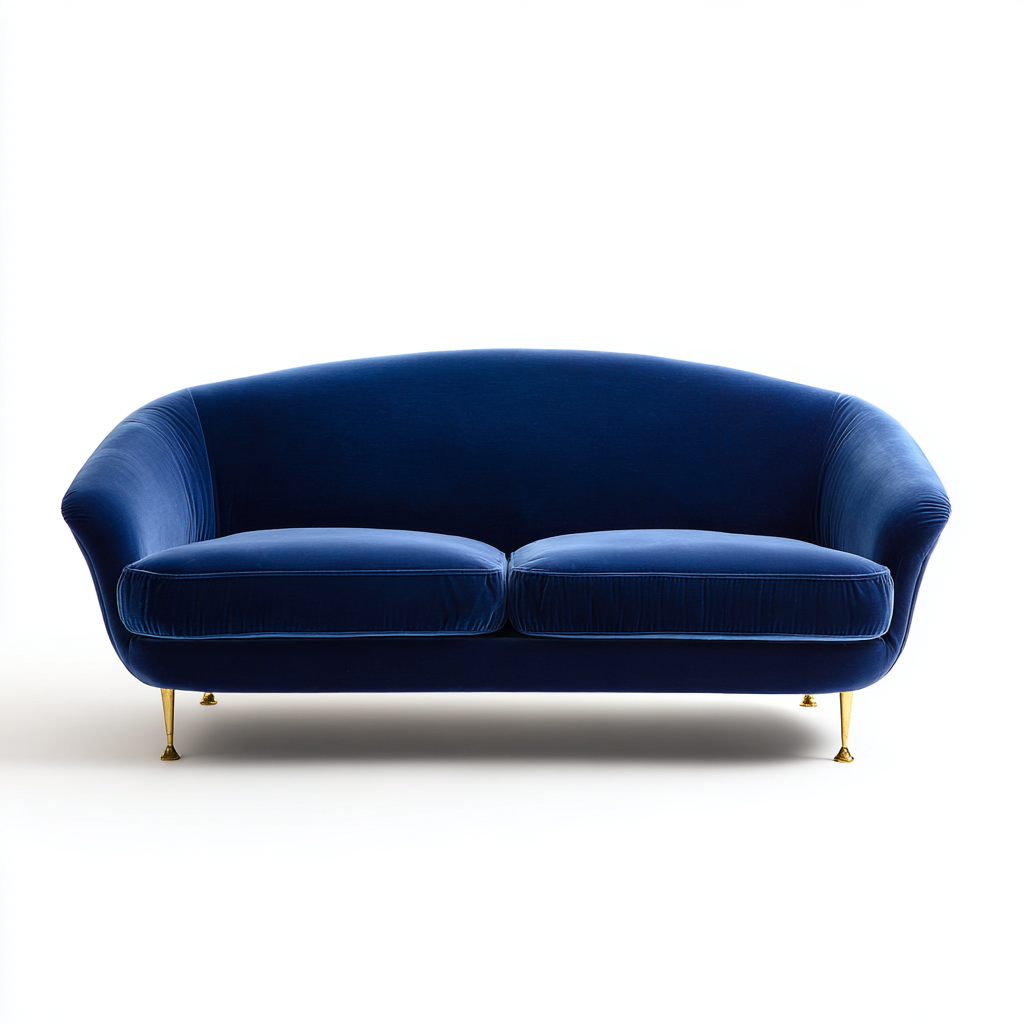 Divano a due posti - velluto - 178x86x82 cm - blu navy - design contemporaneo-Villause