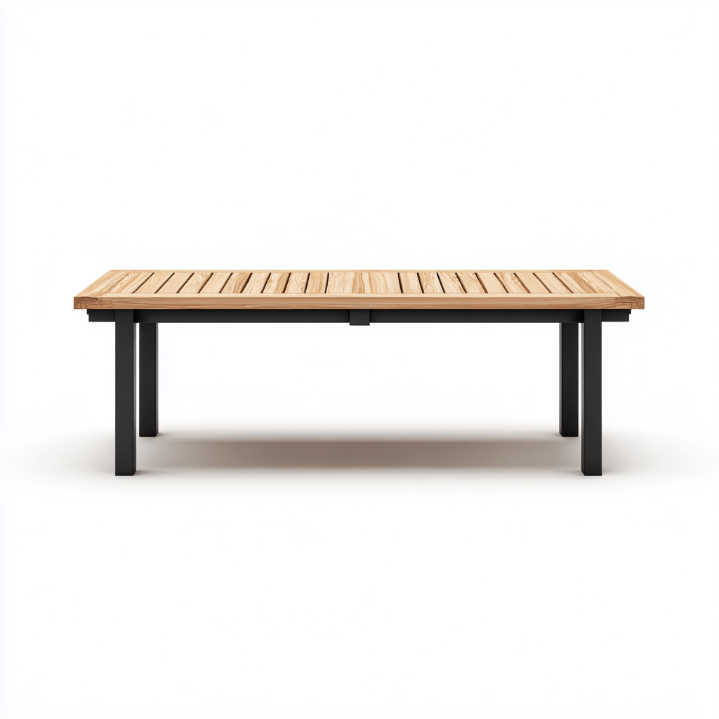 Tavolo da giardino - legno-metallo - 150x80x72 cm - naturale-nero - design moderno-Villause