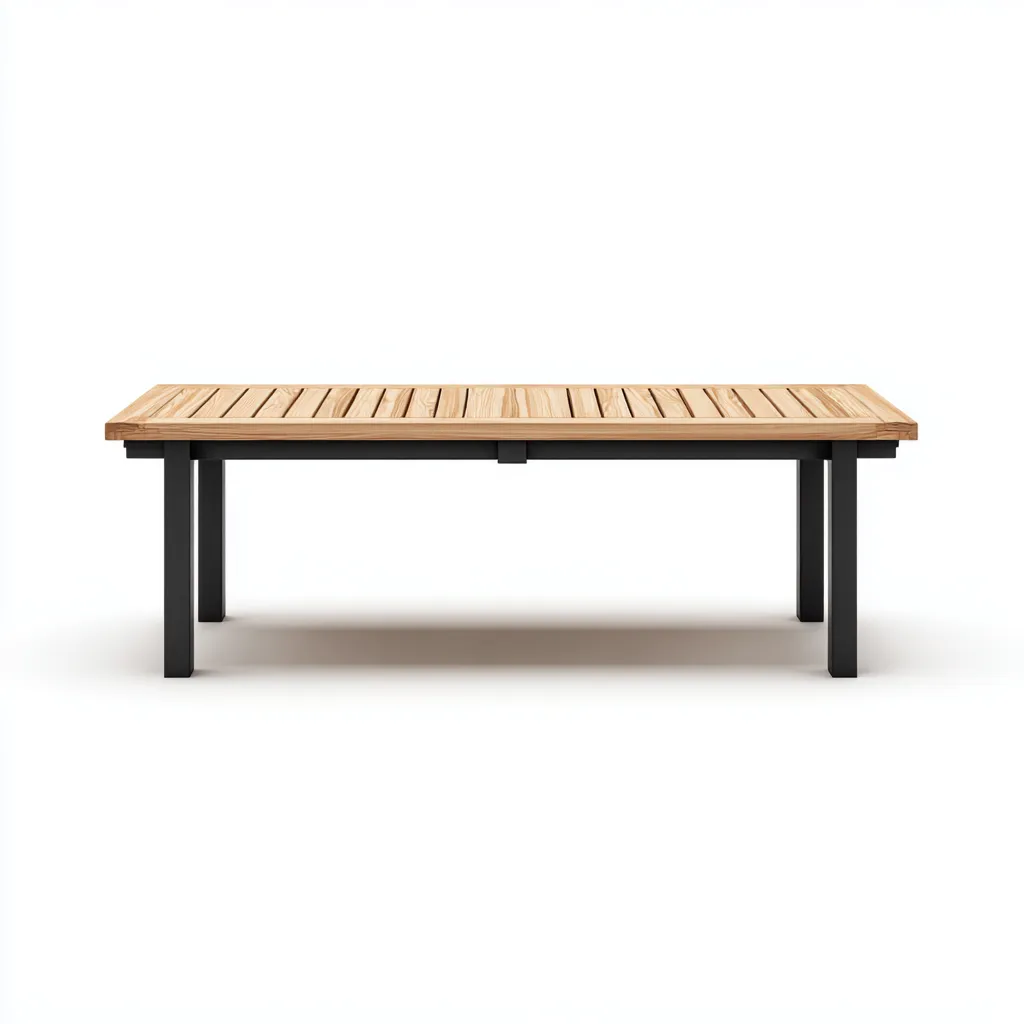 Tavolo da giardino - legno-metallo - 150x80x72 cm - naturale-nero - design moderno-Villause