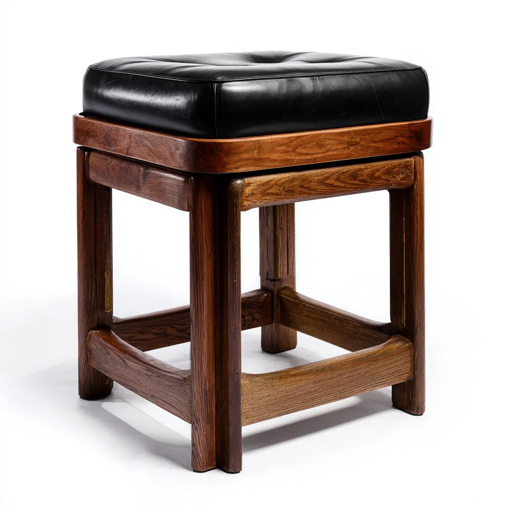 Sgabello da bar-legno-pelle-42x42x60 cm-nero-marrone-classico-Villause