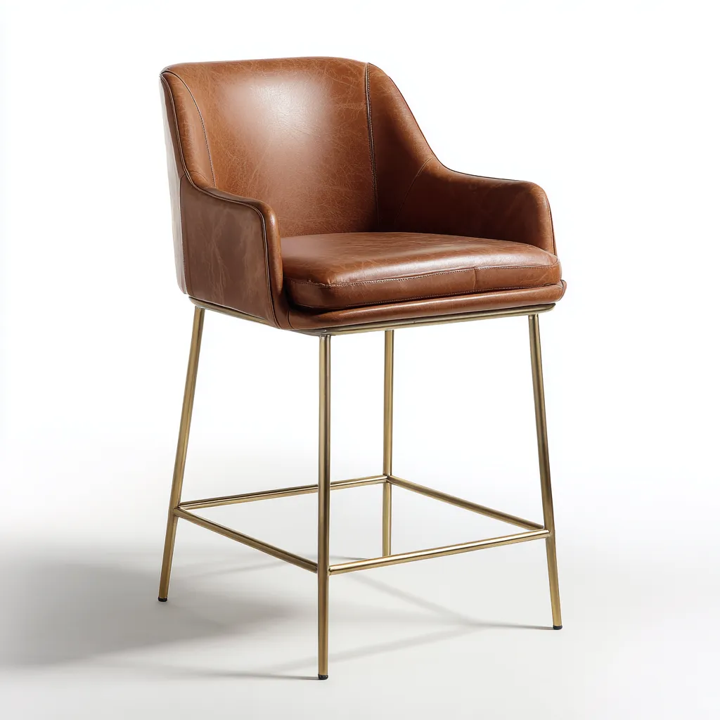 Sgabello da bar-metallo-pelle-53x51x103 cm-marrone-moderno-Villause