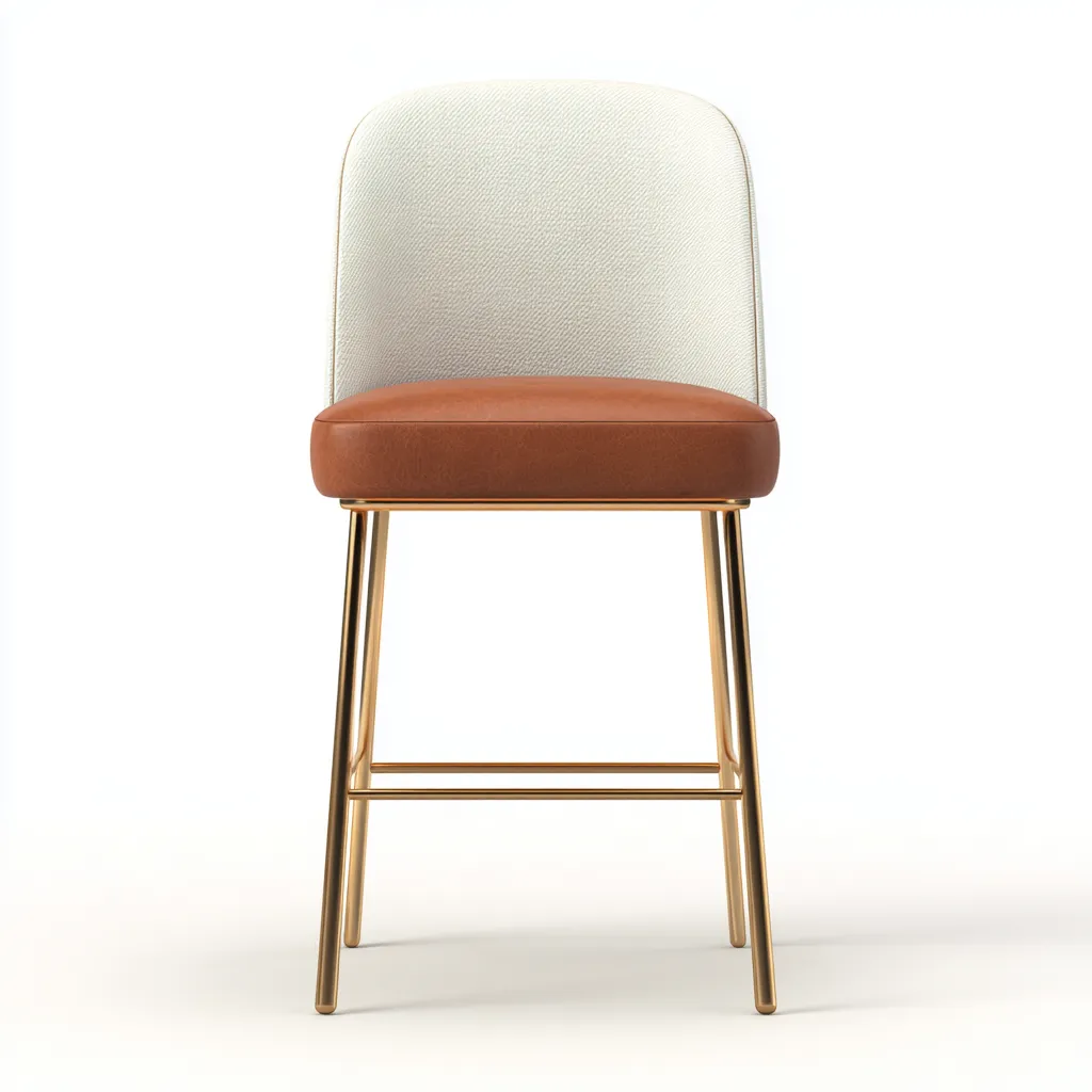 Sgabello da bar-metallo-pelle-tessuto-51x49x99 cm-marrone-bianco-moderno-Villause