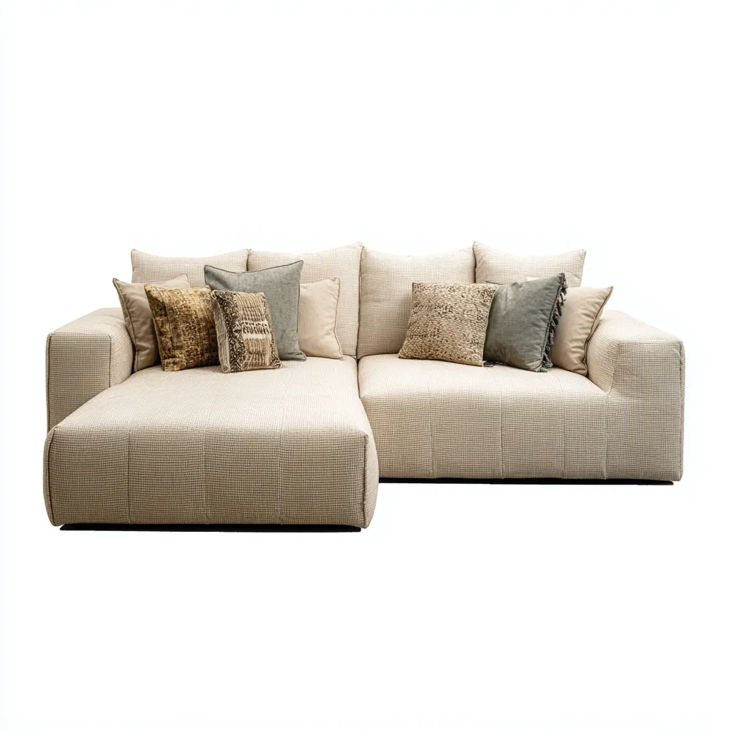 Divano angolare - tessuto - 305x185x90 cm - beige - stile moderno-Villause