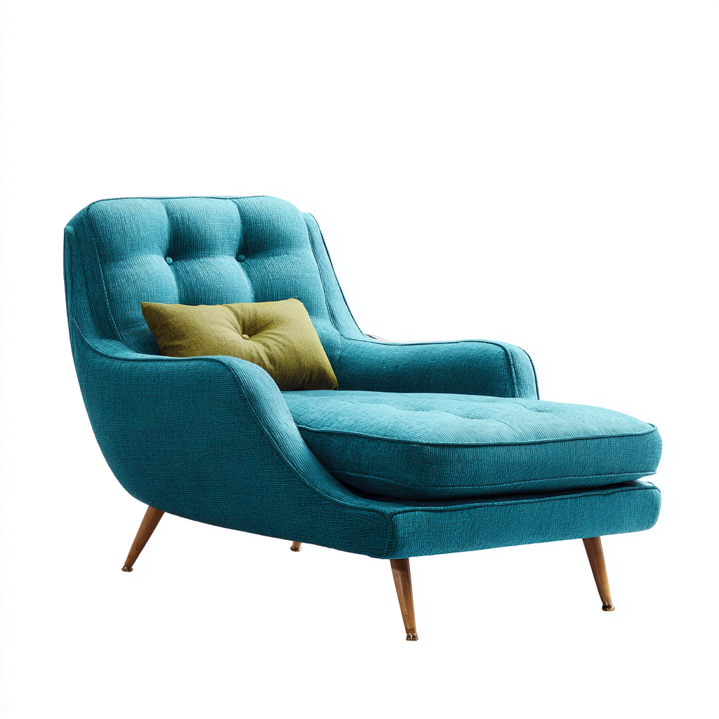 Chaise longue-tessuto-150x75x90 cm-blu petrolio-stile mid-century-Villause