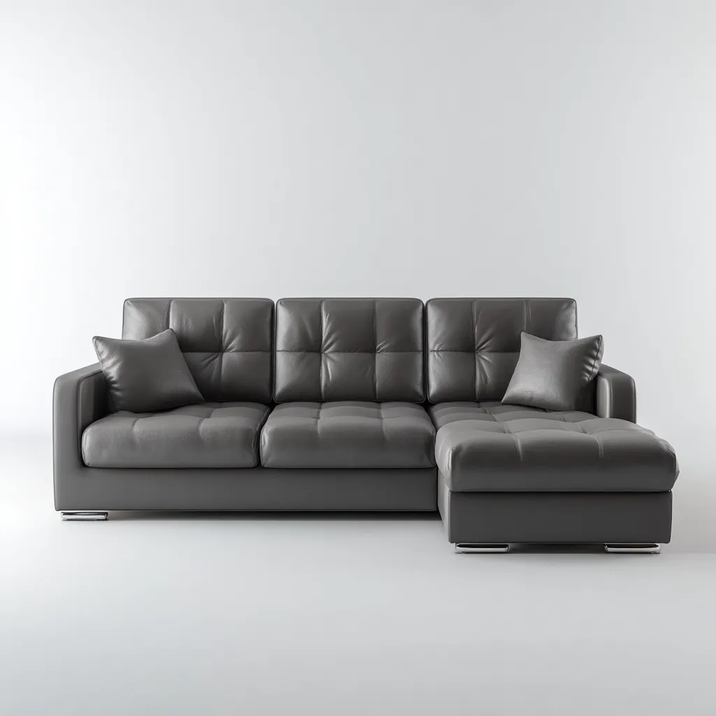 Divano angolare - pelle-metallo - 275x165x86 cm - grigio - stile moderno-Villause