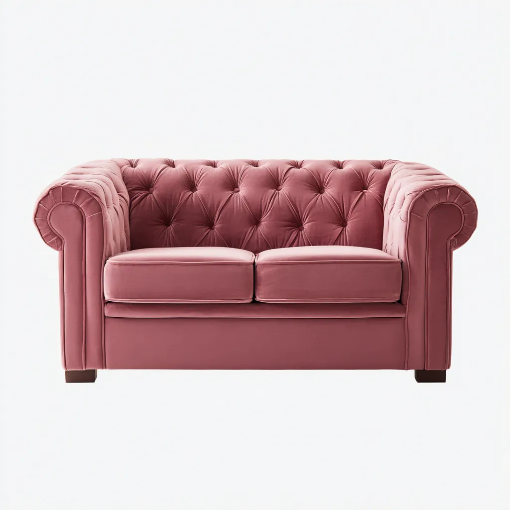 Divano a due posti - velluto-legno - 171x92x82 cm - rosa - stile classico-Villause