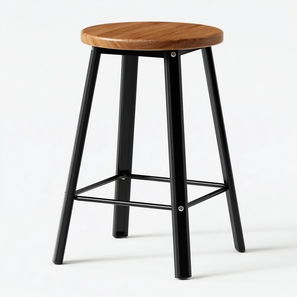 Sgabello da bar-metallo-legno-41x41x73 cm-marrone-nero-industriale-Villause