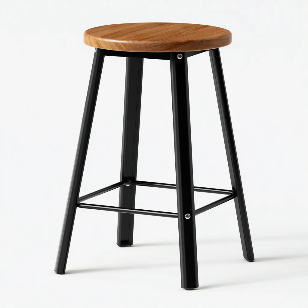 Sgabello da bar-metallo-legno-41x41x73 cm-marrone-nero-industriale-Villause