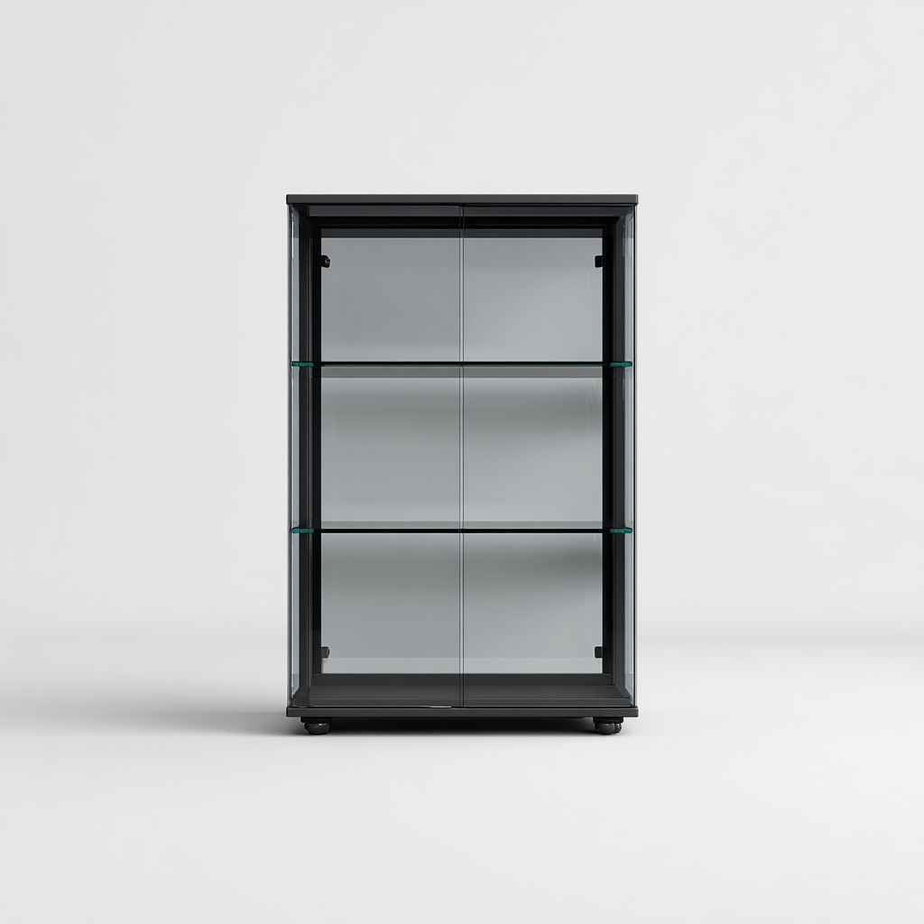 Vetrina - vetro-metallo - 98x38x164 cm - nero - stile moderno-Villause