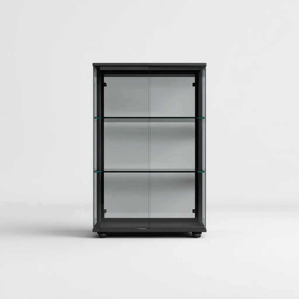 Vetrina - vetro-metallo - 98x38x164 cm - nero - stile moderno-Villause