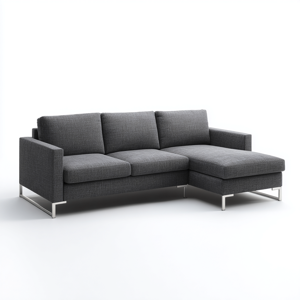 Divano angolare - tessuto-metallo - 265x155x84 cm - grigio scuro - stile moderno-Villause