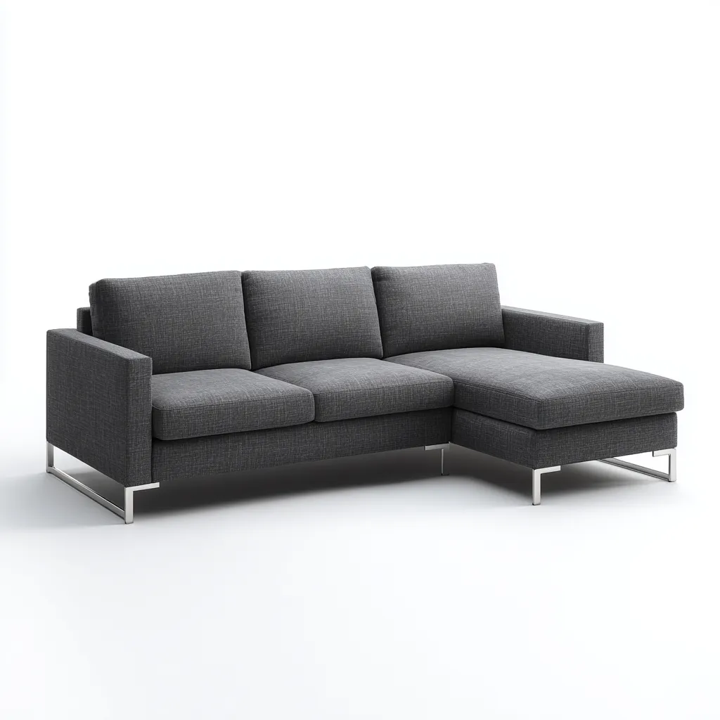 Divano angolare - tessuto-metallo - 265x155x84 cm - grigio scuro - stile moderno-Villause