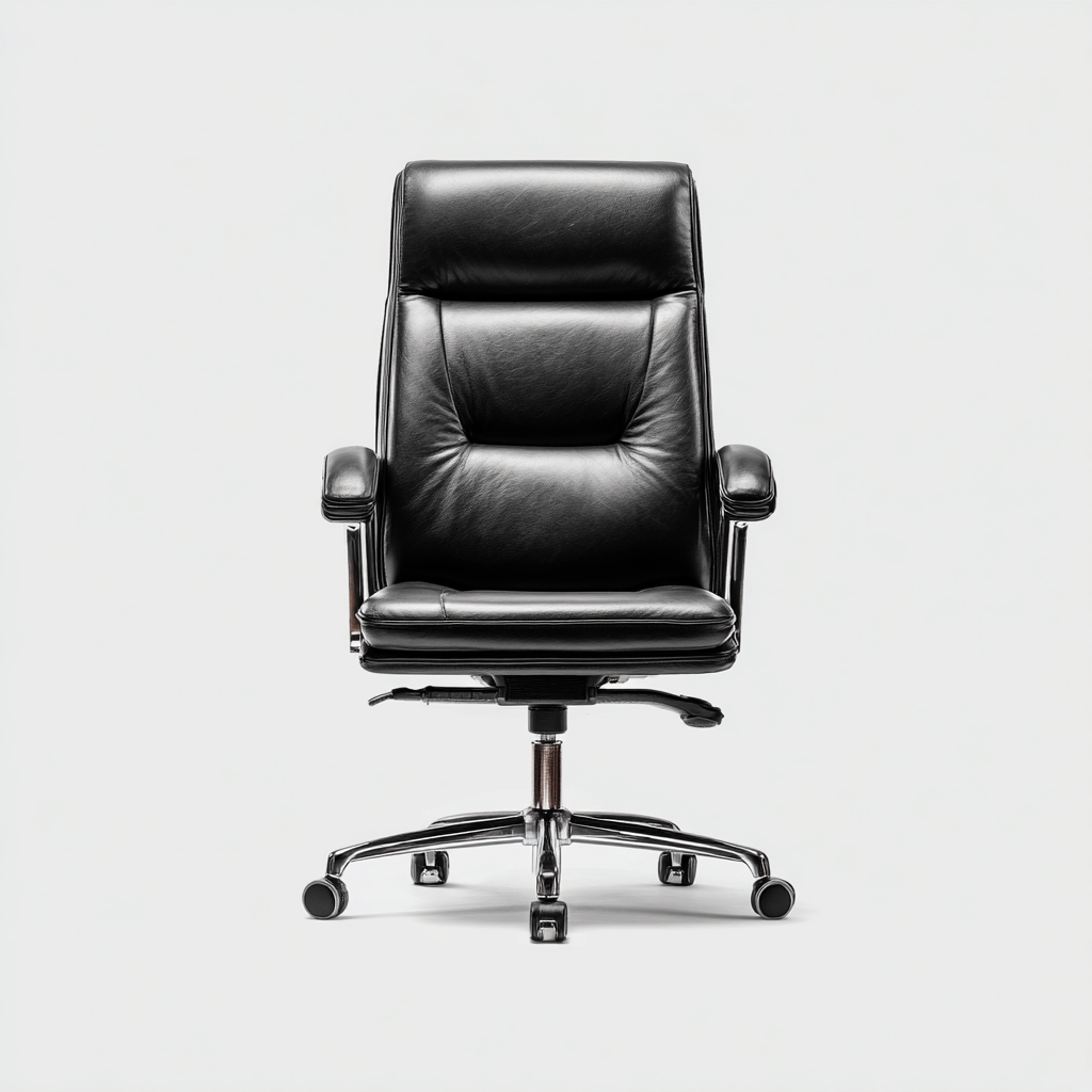 Sedia da ufficio ergonomica-pelle sintetica-metallo-60x54x126 cm-nero-design moderno-Villause