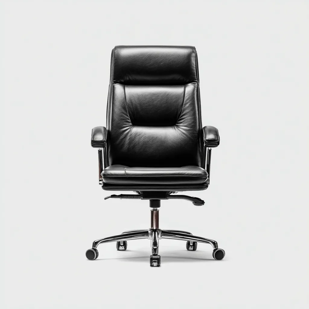 Sedia da ufficio ergonomica-pelle sintetica-metallo-60x54x126 cm-nero-design moderno-Villause