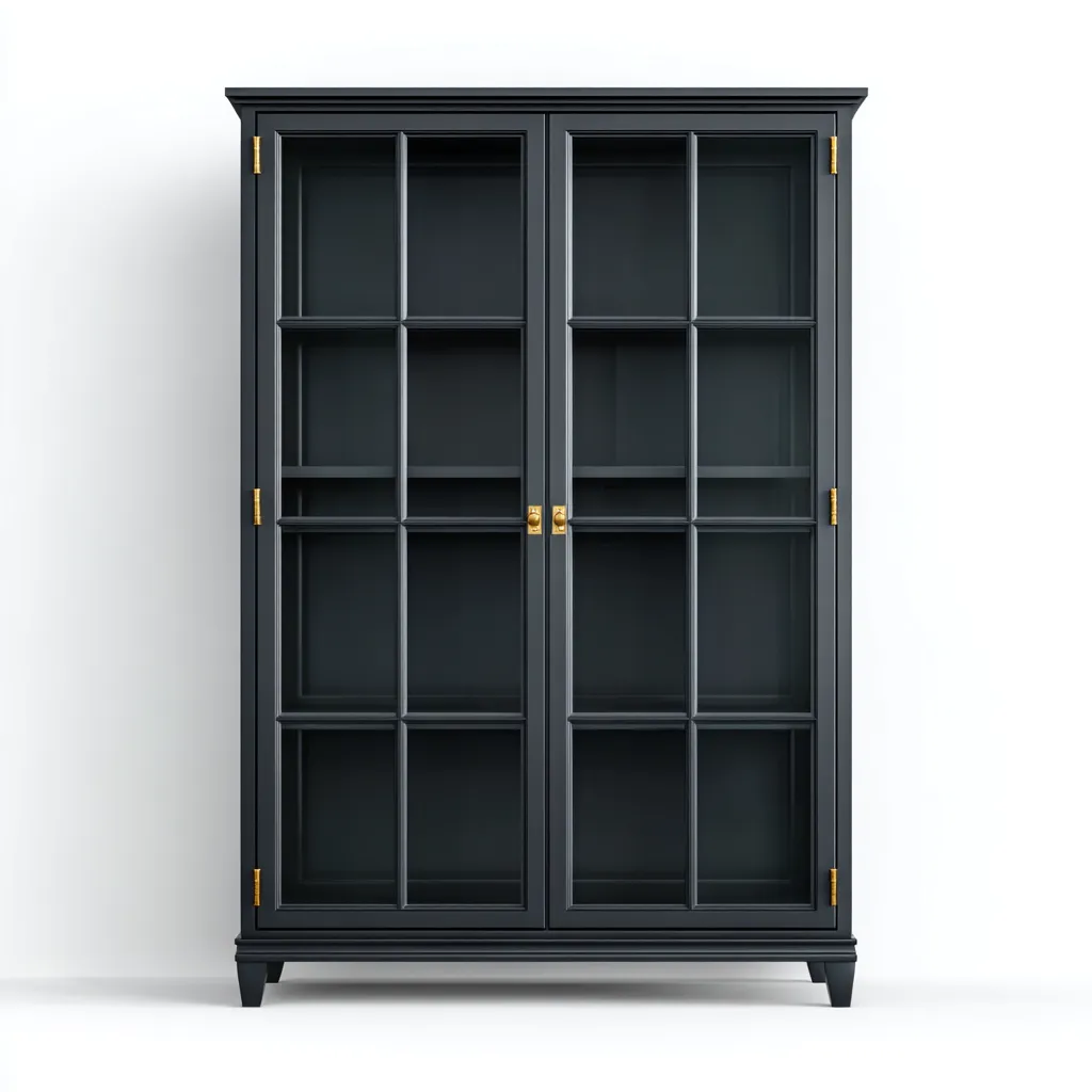 Vetrina - legno-vetro-metallo - 112x44x178 cm - nero-oro - stile classico-Villause