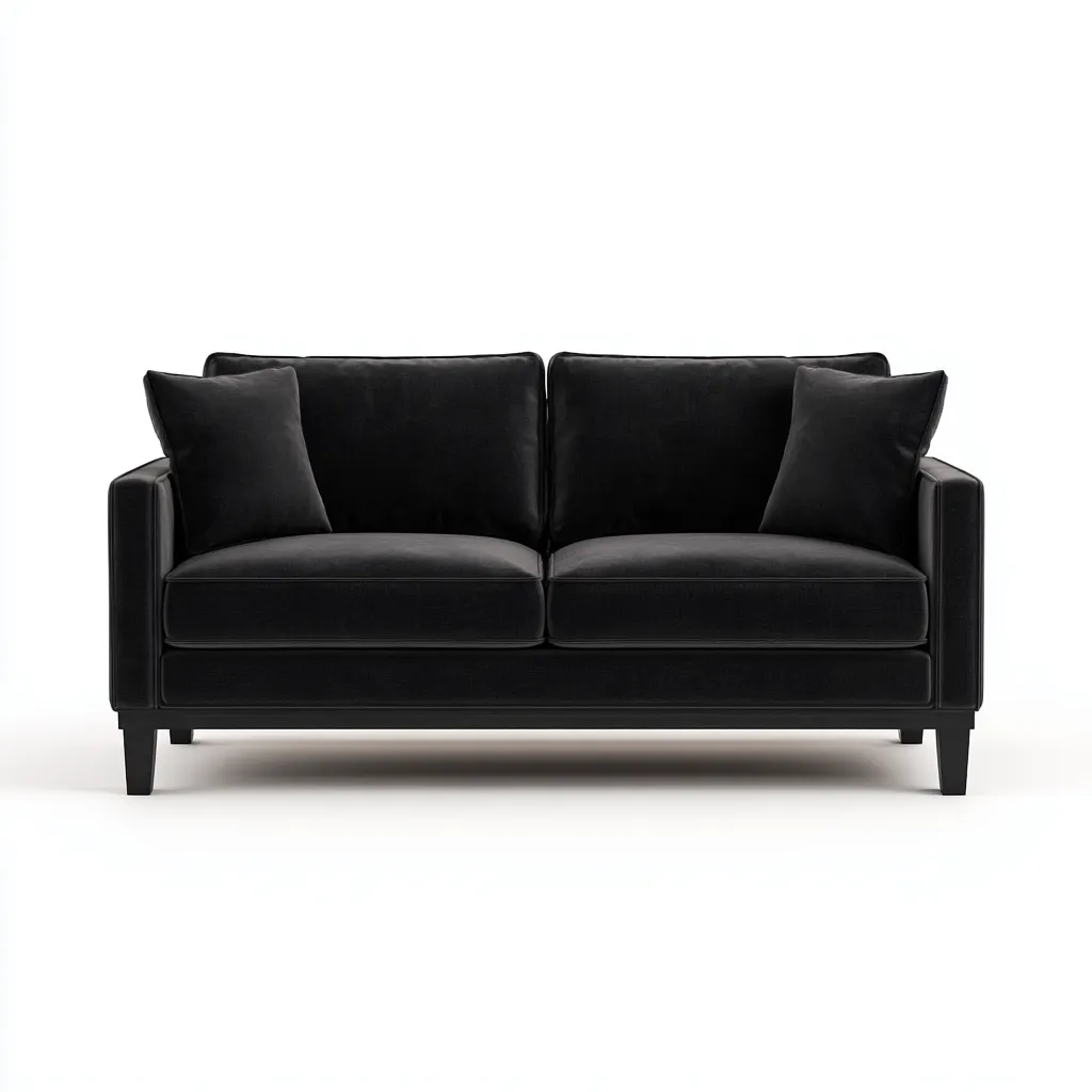 Divano a due posti - velluto-legno - 179x89x84 cm - nero - stile moderno-Villause