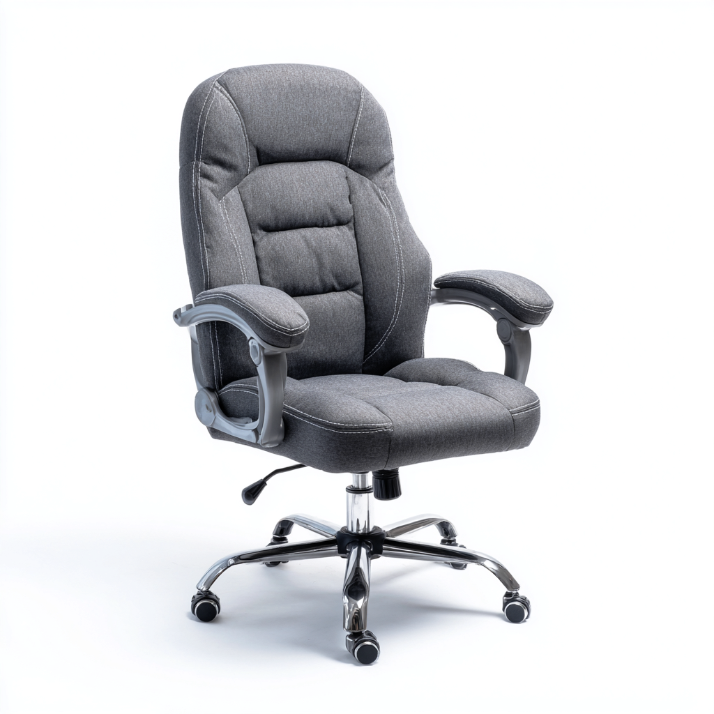 Sedia da ufficio ergonomica-tessuto-metallo-60x54x118 cm-grigio-design moderno-Villause