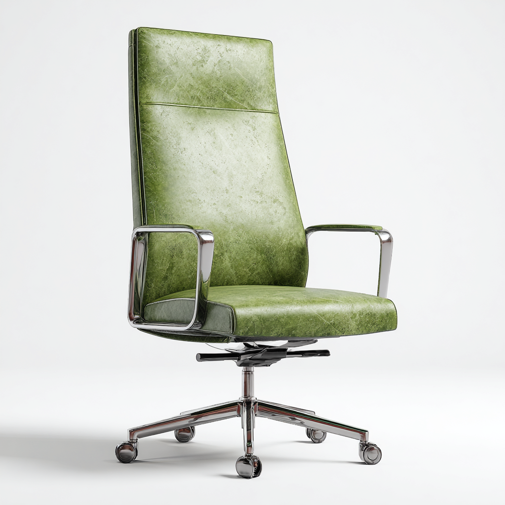 Sedia da ufficio ergonomica-pelle sintetica-metallo-58x52x125 cm-verde-design moderno-Villause
