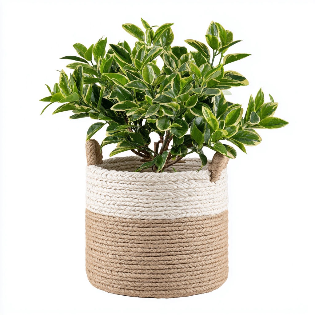 Vasi per piante-cotone-iuta-24x24x26 cm-bianco-naturale-boho-Villause