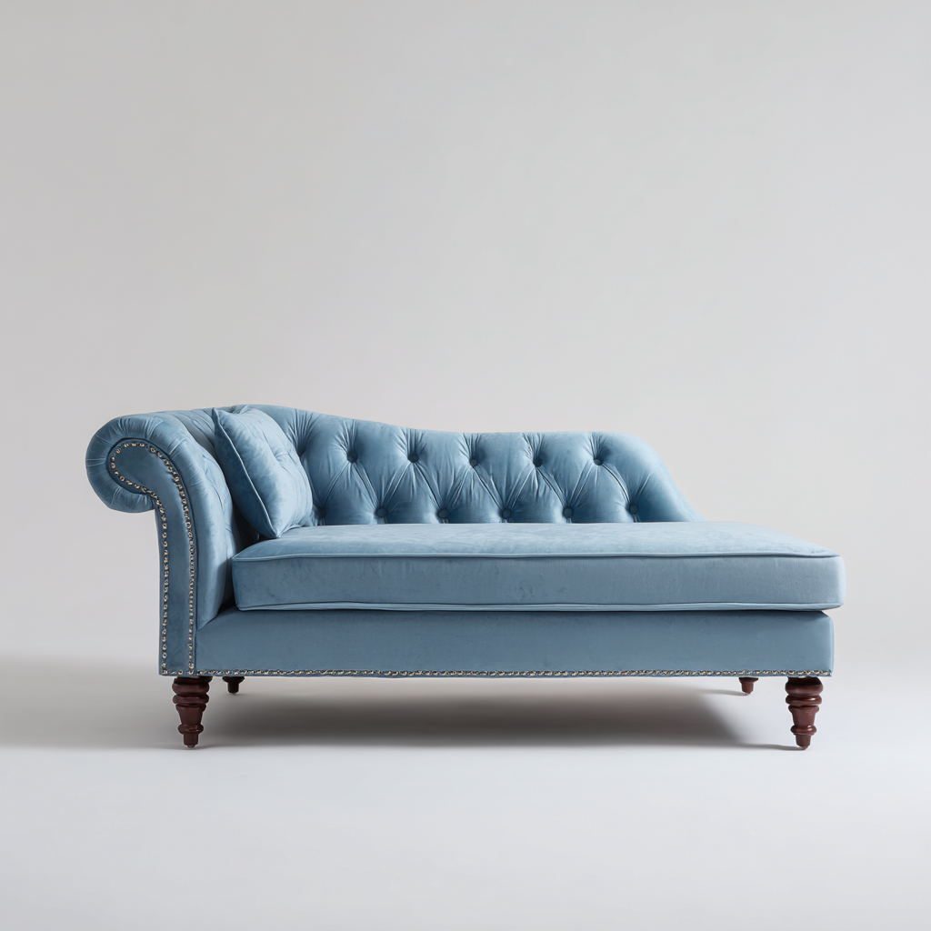 Chaise longue-velluto-170x78x85 cm-blu-design classico-Villause