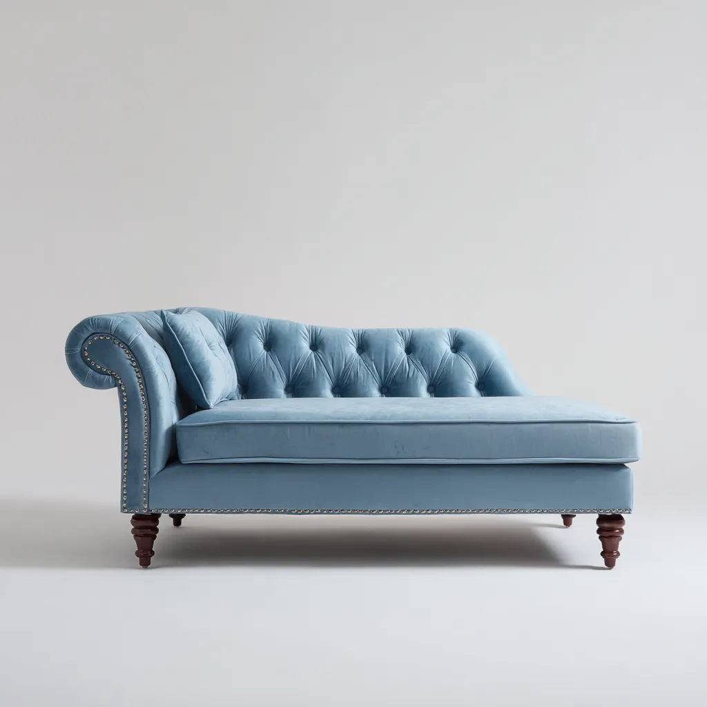 Chaise longue-velluto-170x78x85 cm-blu-design classico-Villause